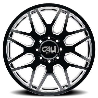 Dually Wheels Invader Dually 9115D GB-M 22x8.25 Milled Spokes Gloss Black 8 On 165.1 Bolt Pattern 115 Offset Cali Offroad Wheels