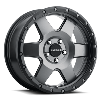 Aluminum Wheels 17x9 Boost 946G Satin Gunmetal Gray 6 Spoke 0 Offset 5 on 139.7 Bolt Pattern 107.95 Bore Raceline
