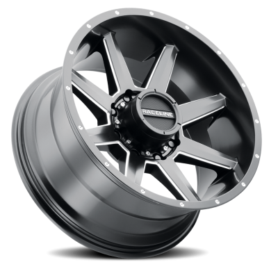 Aluminum Wheels 22x12 Stryker 954M Milled-Dimples Satin Black -44 Offset 5 on 127 Bolt Pattern 78.1 Bore Raceline