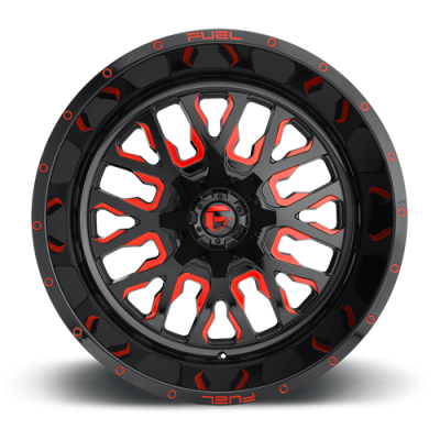 Aluminum Wheels 18X9 Stroke D612 5 On 114.3/5 On 127 Gloss Red/Milled 78.1 Bore 1 Offset Fuel Off Road Wheels