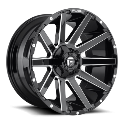 Aluminum Wheels 18X9 Contra D615 5 On 114.3/5 On 127 Gloss Black/Milled 78.1 Bore 1 Offset Multi Spoke Fuel Off Road Wheels