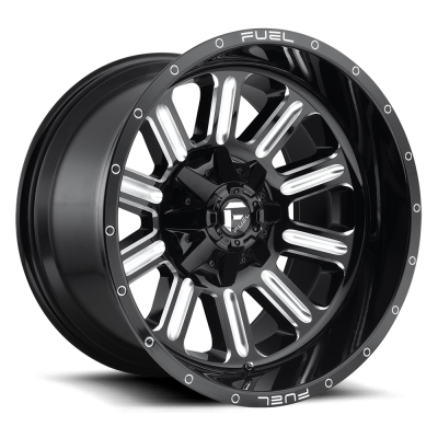 Aluminum Wheels 20X10 Hardline D620 5 On 114.3/5 On 127 Gloss Black/Milled 78.1 Bore -18 Offset Fuel Off Road Wheels