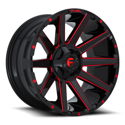 Aluminum Wheels 20X9 Contra D643 5 On 114.3/5 On 127 Gloss Red/Milled 78.1 Bore 1 Offset Multi Spoke Fuel Off Road Wheels