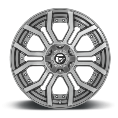 Aluminum Wheels 24X12 Rage Platinum D713 5 On 127/5 On 139.7 Brushed Gunmetal Gray Tinted Clear 87.1 Bore -44 Offset Fuel Off Road Wheels