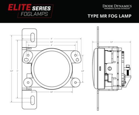 Elite Series Type MR Fog Lamps, White Pair Diode Dynamics