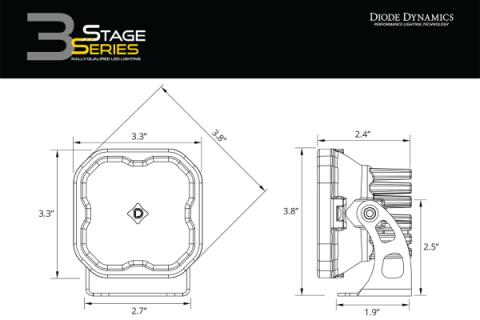 SS3 Max ABL Yellow SAE Fog Standard Single Diode Dynamics