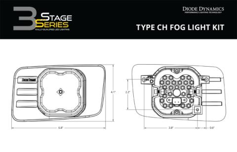 SS3 Type CH LED Fog Light Kit Sport ABL White SAE Fog Diode Dynamics