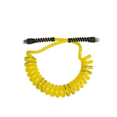 Air Hose 10 Foot Coiled 1/4 Inch NPT Male Thread Superflex High Pressure Yellow Power Tank