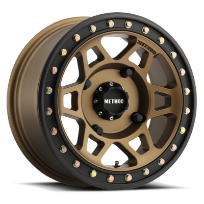 Aluminum Wheels 15x7 MR405 Beadlock UTV Bolt Pattern 4 On 156 Offset 13 Method Bronze BRZ Matte Black Ring Method