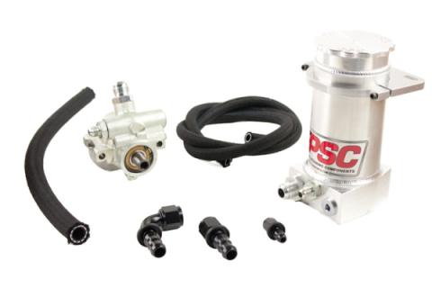 Pro Touring Type II Power Steering Pump and Brushed Aluminum Remote Reservoir Kit for Steering Gearbox Applications PSC Performance Steering Components