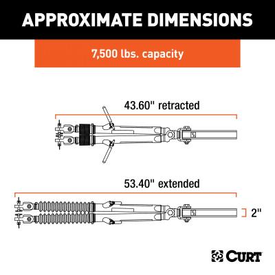 Curt Rambler Steel RV Tow Bar 7500 Lbs. 2 Inch Shank) Includes Tow Bar Safety Cables Hitch Pin and Clip RockJock 4X4