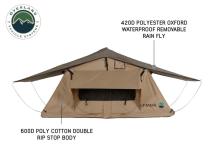 LD TMBK 3 Roof Top Tent With Annex - Tan Base With Green Rain Fly, Black Aluminum Base, Black Ladder Overland Vehicle Systems