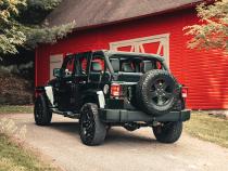 2.75 Inch Cat-Back Dual Rear Exit with Single 4.0 Inch Black PVD Flat Cut Tips with USA Flag Etch 07-18 Jeep Wrangler JKU 116 Inch Wheel Base Corsa Performance