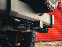 2.75 Inch Cat-Back Dual Rear Exit with Single 4.0 Inch Flat Cut Black Tips with USA Flag Etch 18-25 Jeep Wrangler JLU 118.4 Inch Wheel Base Corsa Performance
