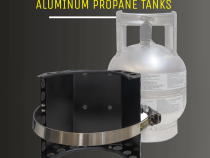 Gannett Locker 10 lb Aluminum Propane Bracket Stainless Steel Straps Black Power Tank