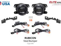 Elite Series Fog Lamps for 2018-2022 Jeep JL Wrangler Rubicon w/ Steel Bumper Pair Yellow 3000K Diode Dynamics