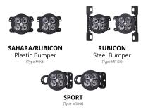 SS3 LED Fog Light Kit for 2018-2021 Jeep JL Wrangler White SAE Fog Max w/ Backlight Type MS Bracket Kit Diode Dynamics