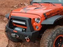 Jeep JK Shorty Front Bumper For 07-18 Wrangler JK Complete With Winch Plate Rigid Series Rock Slide Engineering