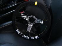 Don't Tread on Me Deep Dish Suede Steering Wheel 13 Inch Diameter Black and Yellow PRP Seats