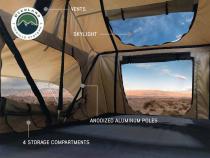 LD TMBK 3 Roof Top Tent With Annex - Tan Base With Green Rain Fly, Black Aluminum Base, Black Ladder Overland Vehicle Systems