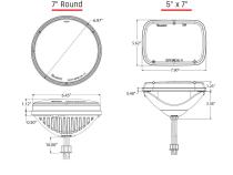7 Inch Round Headlight With H13 To H4 Adaptor Pair RIGID Industries
