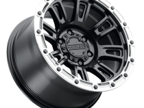 Aluminum Wheels 18x9 Compass 956BS Satin Black Silver Ring -12 Offset 6 on 139.7 Bolt Pattern 106.1 Bore Raceline