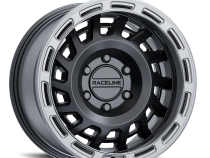 Aluminum Wheels 18x9 Halo 957BS Satin Black Silver Ring -12 Offset 6 on 139.7 Bolt Pattern 106.1 Bore Raceline
