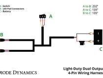 Light Duty Dual Output 3-way 4-pin Wiring Harness Diode Dynamics