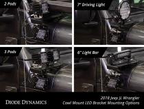 Cowl Mount LED Bracket Kit for 2018-2021 Jeep JL Wrangler/Gladiator
