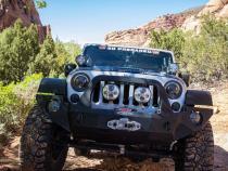 Jeep JK Full Front Bumper For 07-18 Wrangler JK With Winch Plate Bull Bar Black Powdercoated Rigid Series Rock Slide Engineering