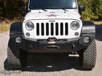 Jeep JK Full Front Bumper For 07-18 Wrangler JK With Winch Plate No Bull Bar Black Powdercoated Rigid Series Rock Slide Engineering