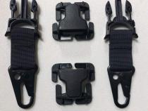 PALS/MOLLE Black Powdercoated Steel HK Hook w/ Every Which Way Quick Side Release Buckle Kit (Pair of 2) Bartact