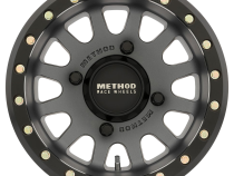 Aluminum Wheels 14x7 MR401 Beadlock UTV Bolt Pattern 4 On 156 Offset 13 Lip Size 1.97 Titanium GY Matte Black Ring Method