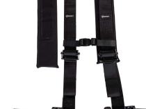 2 x 2 Inch Automotive Style Buckle 4 Point Harness w/ Removable Shoulder Pads and Loop Storage Black Bartact